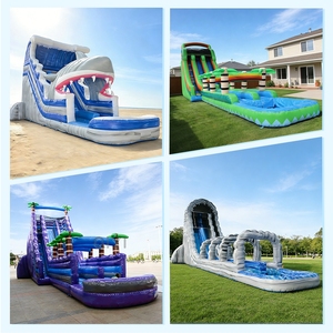 Toboggan aquatique gonflable Premium Shark avec deux piscines à jets d'eau pour le plaisir en extérieur et l'utilisation commerciale - Toboggan aquatique Shark - Product Image 3