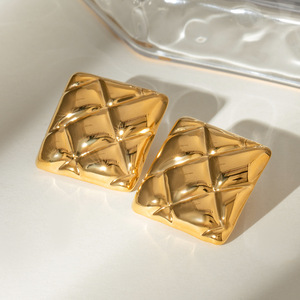 Pendientes Geométricos Cuadrados de Acero Inoxidable Chapados en Oro de 18k, Joyería para Fiestas, Accesorios de Moda - Product Image 4