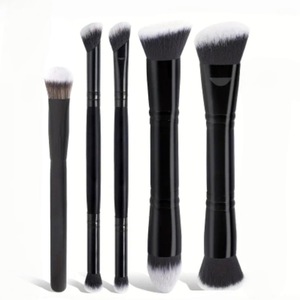 Lot de 5 pinceaux de maquillage double embout personnalisables avec logo, pour fond de teint liquide, anticernes, fard à joues, poudre, poils doux véganes - Product Image 4