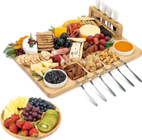 Planche à fromage pliable en stock, plateau de charcuterie portable pour fruits, pain, aliments cuits et beurre, planche de service et de découpe en bois