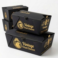 Boîte alimentaire personnalisée en papier kraft noir et or, écologique, jetable, pour hôtel et restaurant