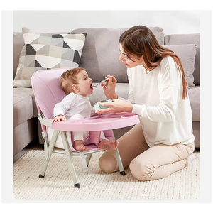 كرسي أطفال عالي قابل للطي خفيف الوزن وعصري متعدد الوظائف للاستخدام في غرفة المعيشة مع ميزات أمان مصنوع من مادة البولي بروبيلين للأعمار من 1-6 سنوات - Product Image 4