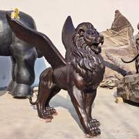 Statue de lion ailé en bronze de grande taille RELONG, sculpture de style antique pour la décoration de parcs, jardins extérieurs