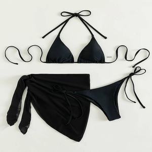 Customized <b>Cow</b> Print Luxury Fitness Swimwear Cut Out Tie Front 3 Piece Swimsuit <b>Bikini</b> Beachwear for Women's - Product Image 4