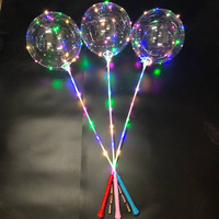Nouveau 2023 Ballon Lumineux LED Rond Transparent Personnalisé Bobo LED avec Bâton pour Noël
