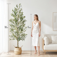Arbre d'olivier artificiel en gros, 220 cm, tronc en bois massif avec fruits, réaliste, en pot, pour la décoration intérieure