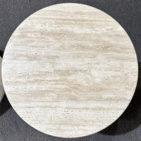 Dougbuild Hot Seller Décoration d'hôtel de style moderne Table basse en travertin beige fini aiguisé Plateau en marbre de pierre travertin blanc