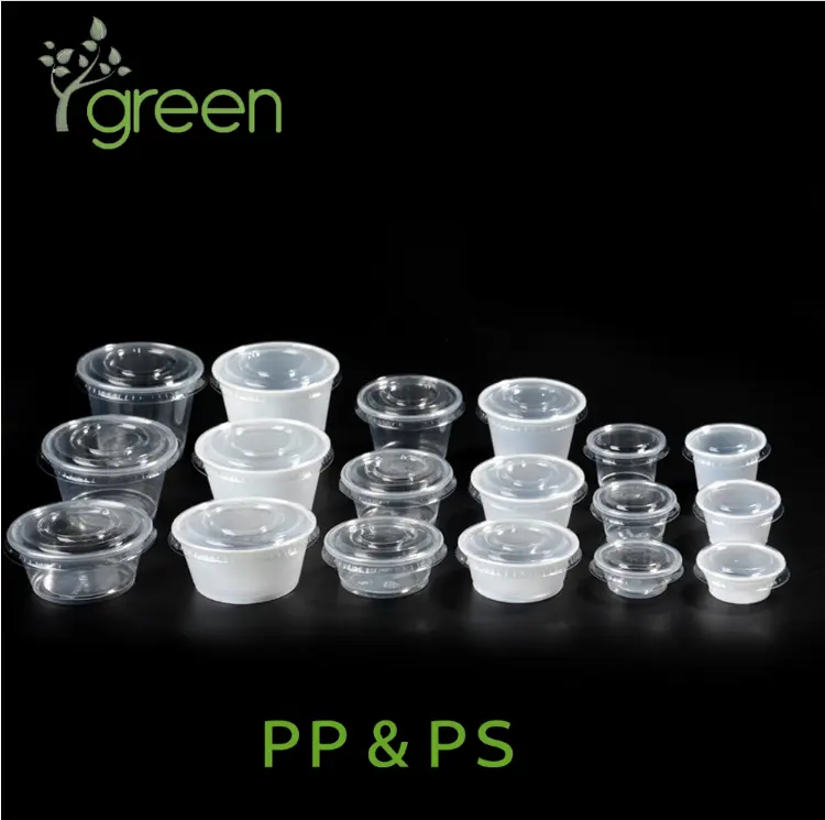 フォームカップグラス使い捨てカップソースカップ2オンス60mlPpプラスチックジェロショットプラスチック、PET蓋ゼリーAPB-02-000許容グリーン