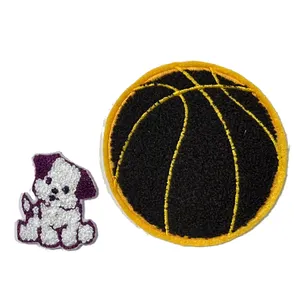 Individuelle Stickerei Sportler Basketball Muster Chenille Stickerei Patch Eisen Heißpresse Maschine für Jacken Kleidung