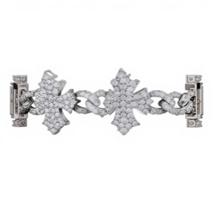 Bracelet chaîne et maillons croisés plaqué argent avec moissanite, en argent sterling 925, bijou statement hip-hop unisexe, idéal pour le quotidien et les fêtes, cadeau - Product Image 1