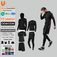 Conjunto de Yoga de 5 Piezas para Hombre, Shorts Ligeros sin Costuras, Top Elástico en Cuatro Direcciones, Tejido Transpirable de Secado Rápido, Elástico y Ecológico para Verano