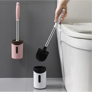 DS2992 Bathroom Toilet Cleaner Scrubber Toilet Bowl Brush With Stainless Steel Handle Wall-Mounted Toilet Brush And Holder