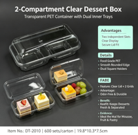 Boîte d'emballage alimentaire transparente jetable en PET à mille couches pour pain, gâteaux, biscuits, crème glacée, lait de soja
