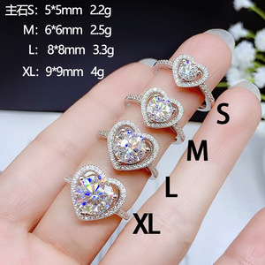 Bague de fiançailles en cristal en forme de cœur F1150, en argent 925 plaqué rhodium, sertie pavé, bijoux pour femmes, tailles S M L XL - Product Image 6