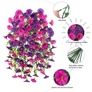 Grandes <span class=keywords><strong>fleurs</strong></span> artificielles en soie plastique - Guirlandes d'eucalyptus et de volubilis, <span class=keywords><strong>fleurs</strong></span> trompette pour décoration murale, idéales pour mariages en extérieur et la maison - Product Image 5