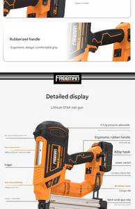 Pistola de Clavos Inalámbrica Industrial <span class=keywords><strong>Freeman</strong></span> ST64, Potente Pistola de Clavos para Construcción con Clavos en T de Acero, Pistola de Clavos para Bricolaje con Batería y Motor sin Escobillas - Product Image 6