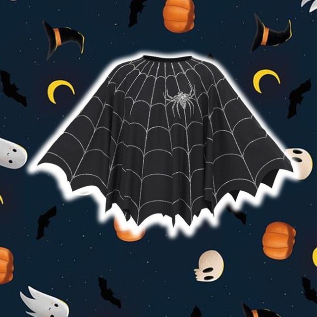 Cool Clothing Prop Halloween Cosplay Cape Fun Interaction Spider Net Ghost Hooded Cloak Loose Pumpkin Witch Cosplay Cloak Adult