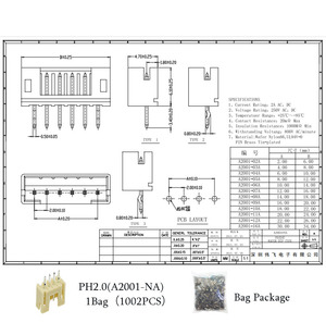 JST PH nối ph2.0 mm 2p3p4p5p6p7p8p9p10p thiế<span class=keywords><strong>t</strong></span> bị đầu cuối Wafer nối 180 độ thẳng nối ổ cắm - Product Image 3