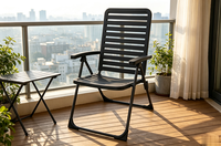 Chaise pliante d'extérieur légère en plastique, conception à double pliage, avec bande métallique durable résistante à la corrosion, pour jardin, vente en gros