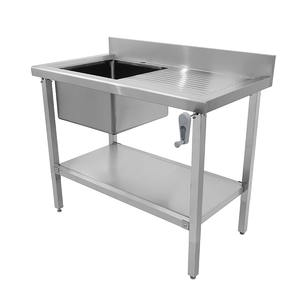 Adjustable Height <b>Work</b> <b>Table</b> Ergonomic <b>Work</b> <b>Table</b> With UIndershelf And Sink For Kitchen - Product Image 1