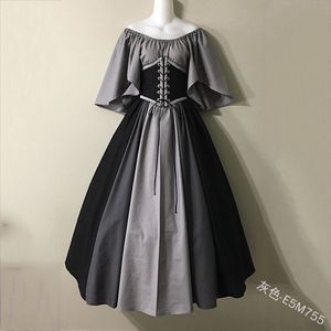 Chemise corsé vestido renacentista <span class=keywords><strong>disfraz</strong></span> Hada elfo <span class=keywords><strong>disfraz</strong></span> <span class=keywords><strong>Halloween</strong></span> mujeres vestido Medieval bata Puff mangas Elven para adultos 5XL - Product Image 5