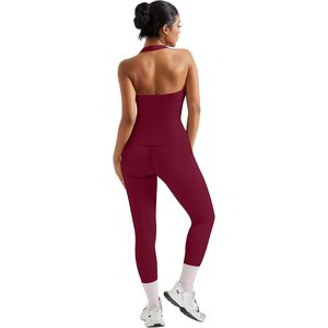 2 Piece Workout Set Women Halter Top Booty <b>Leggings</b> With <b>Pockets</b> Gym Outfit Yoga Sets - Product Image 5