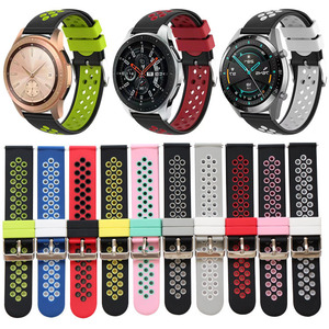 Compatible avec <span class=keywords><strong>Samsung</strong></span> S4, S3, <span class=keywords><strong>S2</strong></span>, montres Huami et Huawei GT ; Bracelet en silicone bicolore, 20/22 mm - Product Image 1