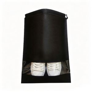 Sac à chaussures en non-tissé écologique avec logo personnalisé, anti-poussière, pour le voyage, avec cordon de serrage et fenêtre transparente pour le rangement - Product Image 2