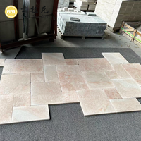 Dalles de pavé en pierre calcaire naturelle à motif français pour sols intérieurs et extérieurs, dalles de pavage pour jardin et cour