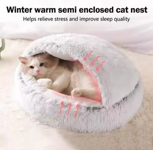Tempat tidur kucing peliharaan lembut musim dingin bantal kucing bulat rumah kucing keranjang hangat tas tidur hewan peliharaan kandang kucing untuk anjing kucing kecil - Product Image 5