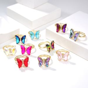 TikTok moda takı Fidget döndür yüzük halkası döner ayarlanabilir kelebek Fidget yüzük kız için - Product Image 5