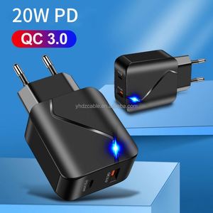 อะแดปเตอร์ชาร์จเร็ว 20W แบบ Dual USB พร้อม PD และ QC3.0 สำหรับ iPhone 14/15/16  อะแดปเตอร์สำหรับเดินทางในสหรัฐอเมริกา/ยุโรป - Product Image 3