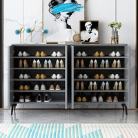 Meuble à chaussures en pierre de luxe italien, mobilier de maison, grand rangement moderne pour entrée avec 2 tiroirs