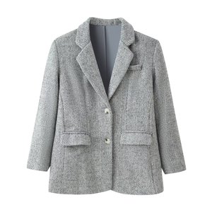Ensemble Blazer et Pantalon <span class=keywords><strong>Femme</strong></span> Personnalisé 2026, Motif Chevrons, Coupe Décontractée, Costume en Laine <span class=keywords><strong>pour</strong></span> le Bureau et les Soirées, Ensembles 2 Pièces en Laine OEM/ODM - Product Image 2