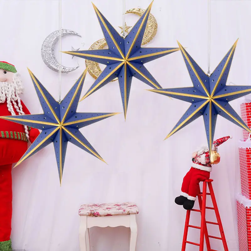 7-Point Shining 3D DIY Star Hanging Paper Star Lantern Lampshade Christmas Decoration