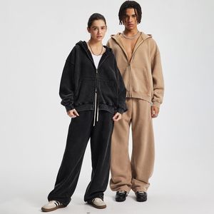 Keepsowing Women's Boxed <b>Zip</b> <b>Up</b> Hoodie Oversized <b>Cropped</b> Fleece Sweatshirt Streetwear Style - Product Image 4
