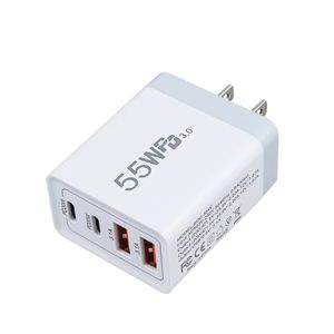 4 포트 스마트 USB 충전기 플러그 PD 20W TYPE-C 55W 고속 충전기 EU 영국 AU 미국 벽 충전 블록 아이폰 삼성 USB-C 충전기 - Product Image 1