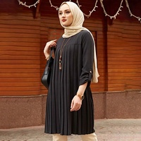 Modeste musulman longues Blouses plissées tunique islamique Abaya Dubai hauts marocain Thobe grande taille chemise robe Kawaii vêtements