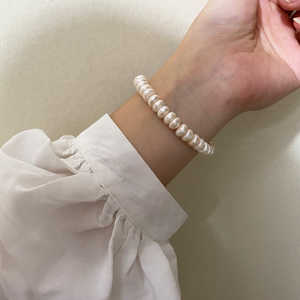 Pulsera de Perlas de Agua Dulce Naturales Grandes, Diseño de Cuentas Planas Tipo Ábaco - Product Image 2