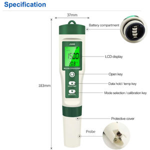 <span class=keywords><strong>Testeur</strong></span> d'eau 10 en 1 : résistivité, fertilité, H2, pH, TDS, EC, ORP, S.G, <span class=keywords><strong>sel</strong></span>/température, pH-mètre pour l'eau potable, l'hydroponie, la <span class=keywords><strong>piscine</strong></span> - Product Image 3