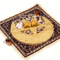 Plateau de service en bambou avec motif de lune et d'étoile pour les desserts, les aliments, les fruits, les fêtes islamiques musulmanes, le Ramadan, les décorations de l'Aïd Moubarak