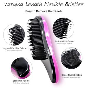 Cepillo alisador de pelo con logo personalizado al por mayor, peine desenredante de plástico impermeable de dientes suaves, superventas para el hogar - Product Image 3