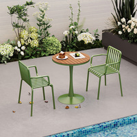 Table à manger d'extérieur Restaurant Table et chaise d'extérieur en bois plastique Café table rectangulaire étanche