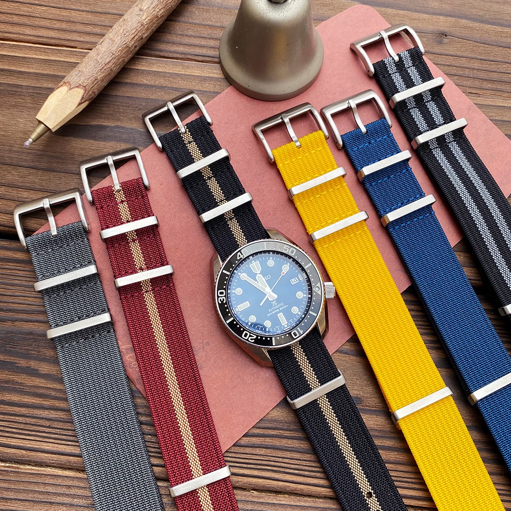 Custom Wholesale Single Pass Nylon Watch Band 18mm 19mm 20mm 21mm 22mm 24mm Braid Ballistic Fabric Ribbed Nylon Watch Strap