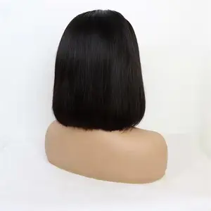 Pelo 100 cabello humano pelucas peruanas encaje frontal pelucas de cabello humano frente 4x4 Cierre corto Bob peluca Natural 250 densidad encaje completo crudo