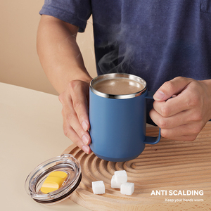 Cốc Vại Cách Nhiệt Hai Lớp Bằng Thép Không Gỉ Có Tay Cầm Và Nắp Chai Nước Cốc Cà Phê - Product Image 4