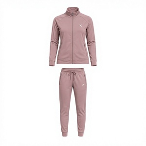 Conjunto Deportivo Rosa para Mujer X Sports City, Chaqueta con Cierre Completo y Pantalones Deportivos, Diseño Deportivo de Color Sólido, Material Transpirable, Ropa de Otoño - Product Image 1