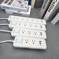 Stop Kontak Listrik Standar AS dengan Pelindung Lonjakan Arus dan Port USB Tipe C 110V 10A Kabel Ekstensi Multi Stop Kontak untuk Rumah dan Kantor