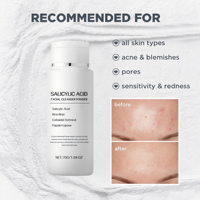 Poudre nettoyante à l'acide salicylique BHA, nettoyant exfoliant pour le visage, nettoyant pour les pores, pour l'acné, les peaux grasses, éliminateur de peaux mortes, OEM, étiquette privée
