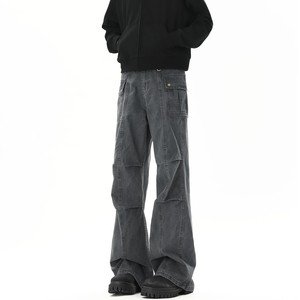 Jeans Vaqueros Vintage <span class=keywords><strong>de</strong></span> Cintura Media, Lavados y Desgastados, con Corte Acampanado, para Hombre, Primavera-Otoño, Estilo Cleanfit, Pantalones <span class=keywords><strong>de</strong></span> Trabajo - Product Image 1